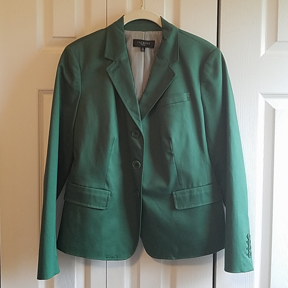 Talbots Forrest Green Cotton Blazer